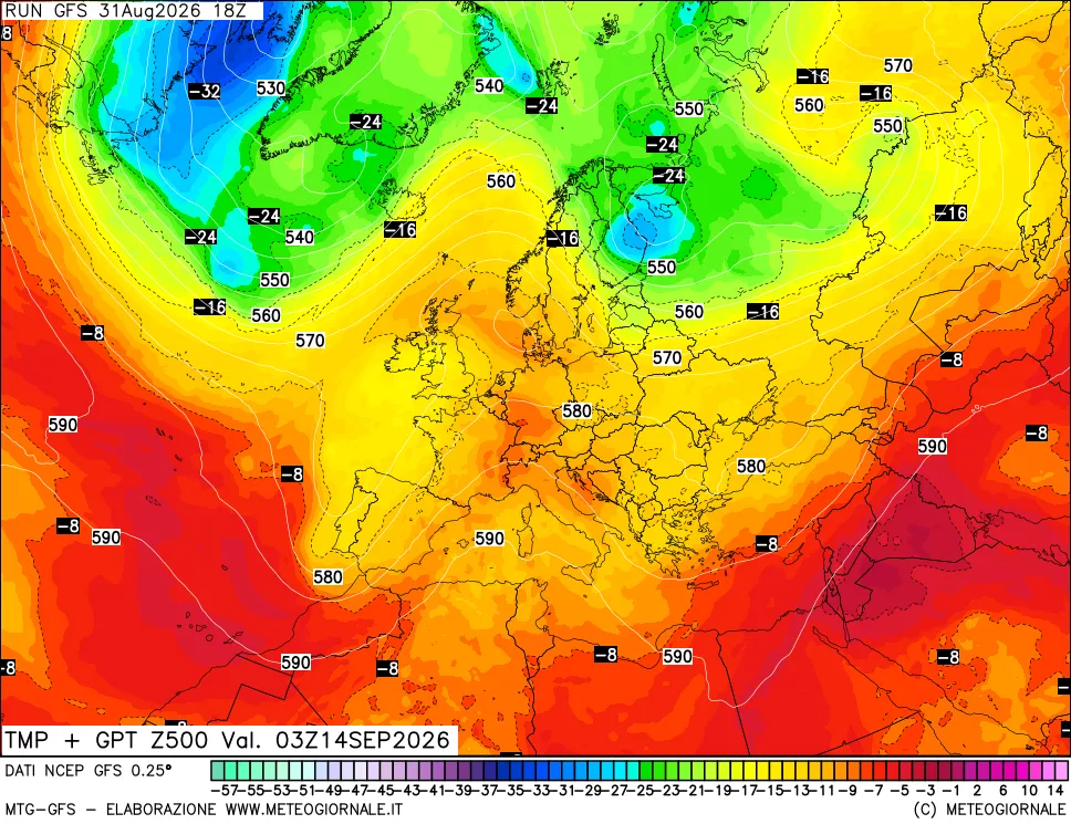 mappa 500 hPa Temp + GPT