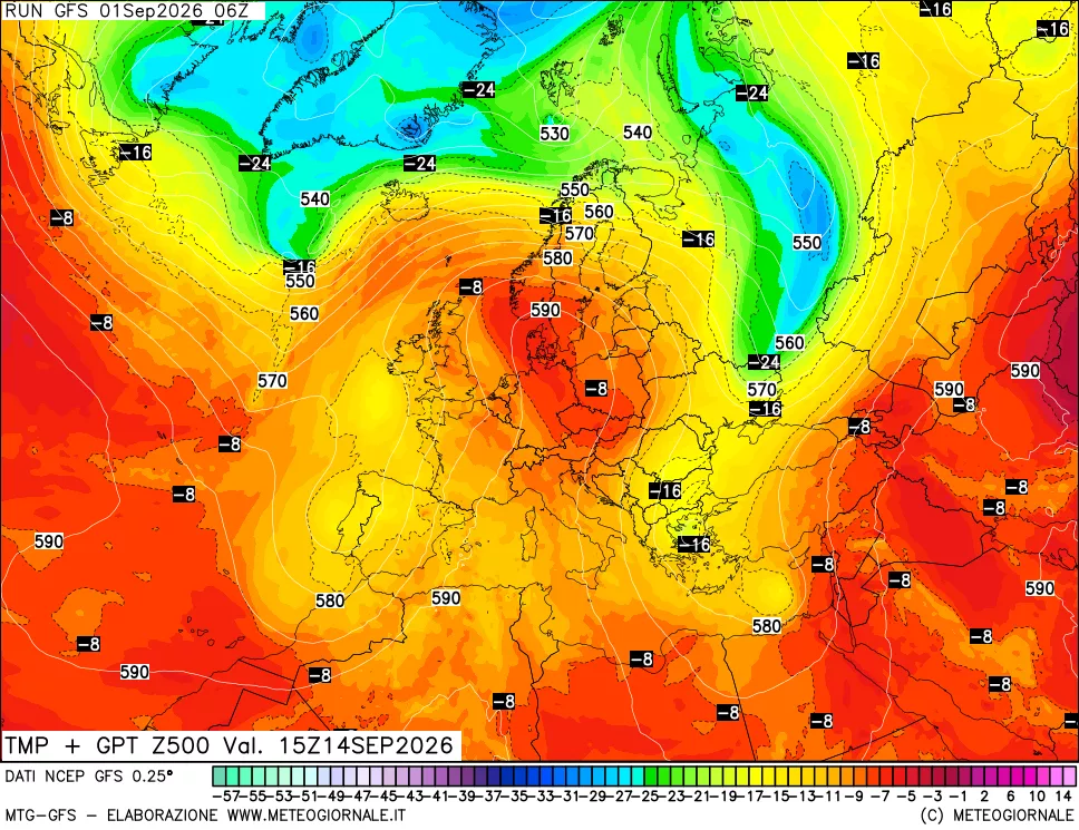 mappa 500 hPa Temp + GPT