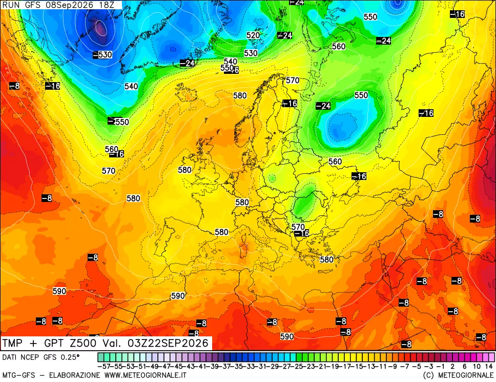 mappa 500 hPa Temp + GPT