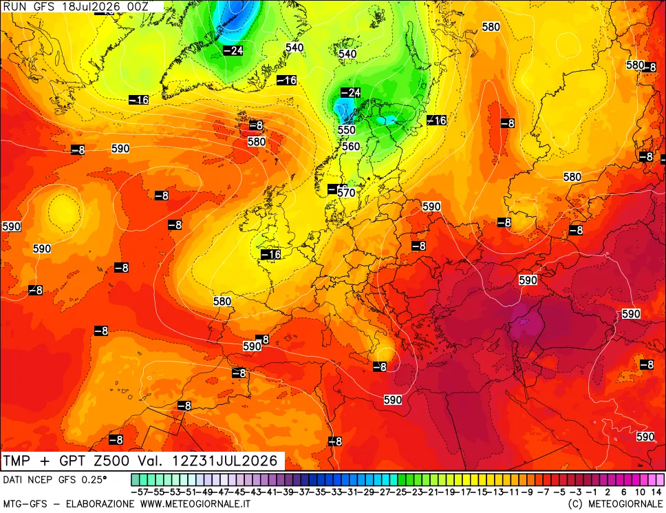 mappa 500 hPa Temp + GPT