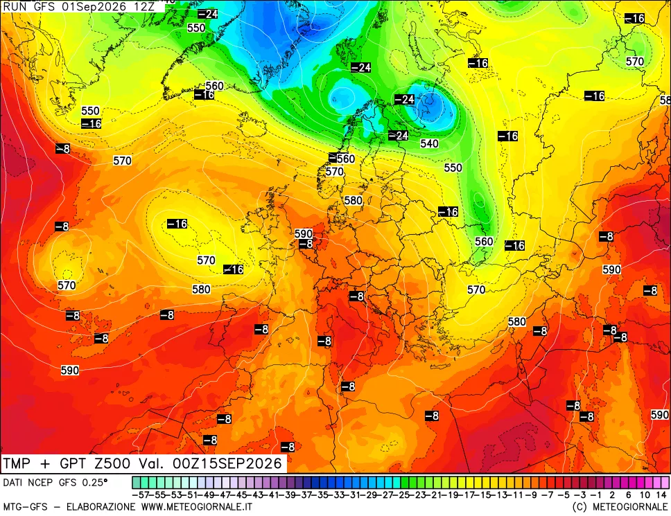 mappa 500 hPa Temp + GPT