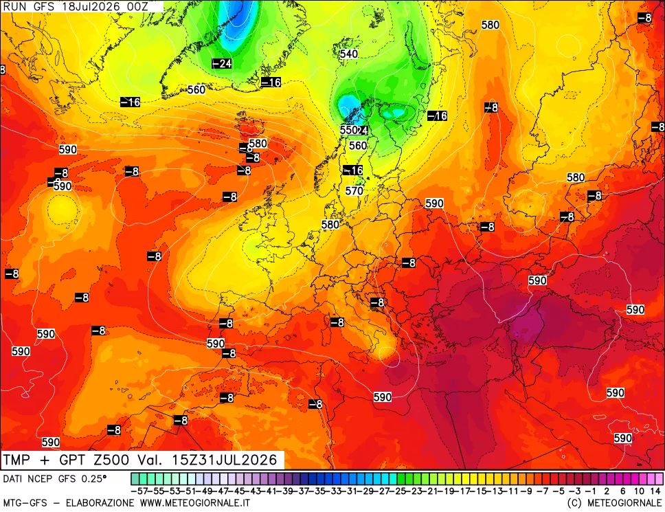 mappa 500 hPa Temp + GPT