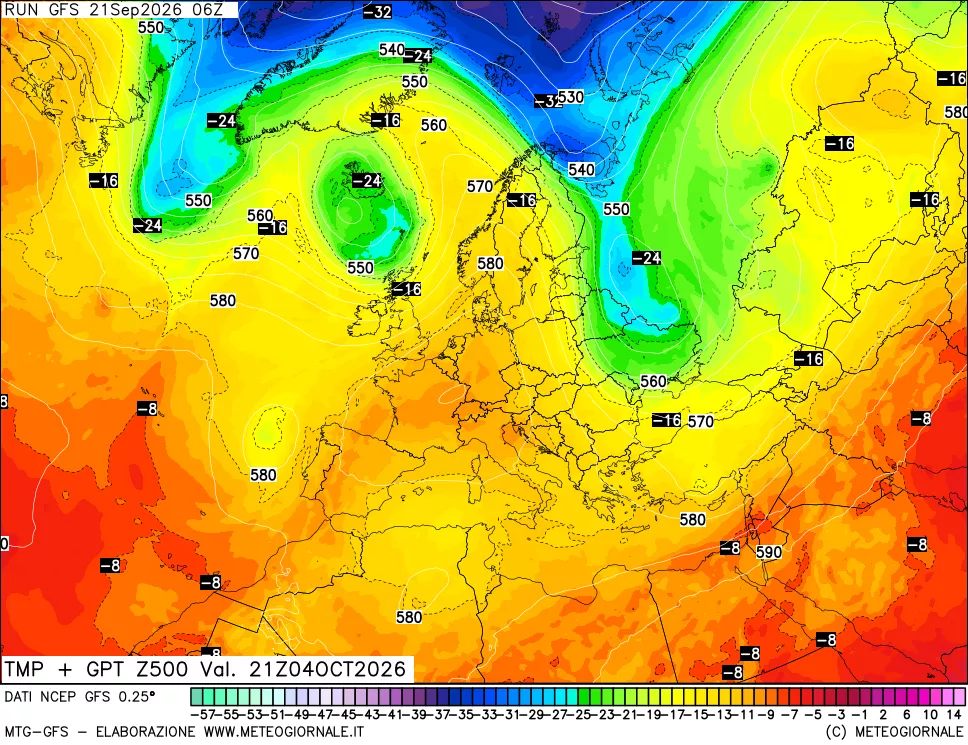 mappa 500 hPa Temp + GPT