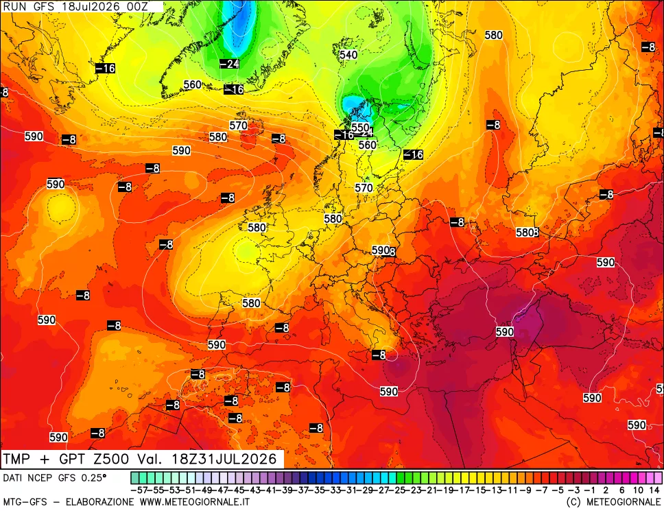 mappa 500 hPa Temp + GPT