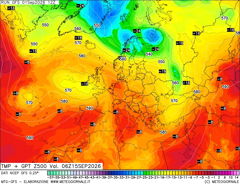 mappa 500 hPa Temp + GPT