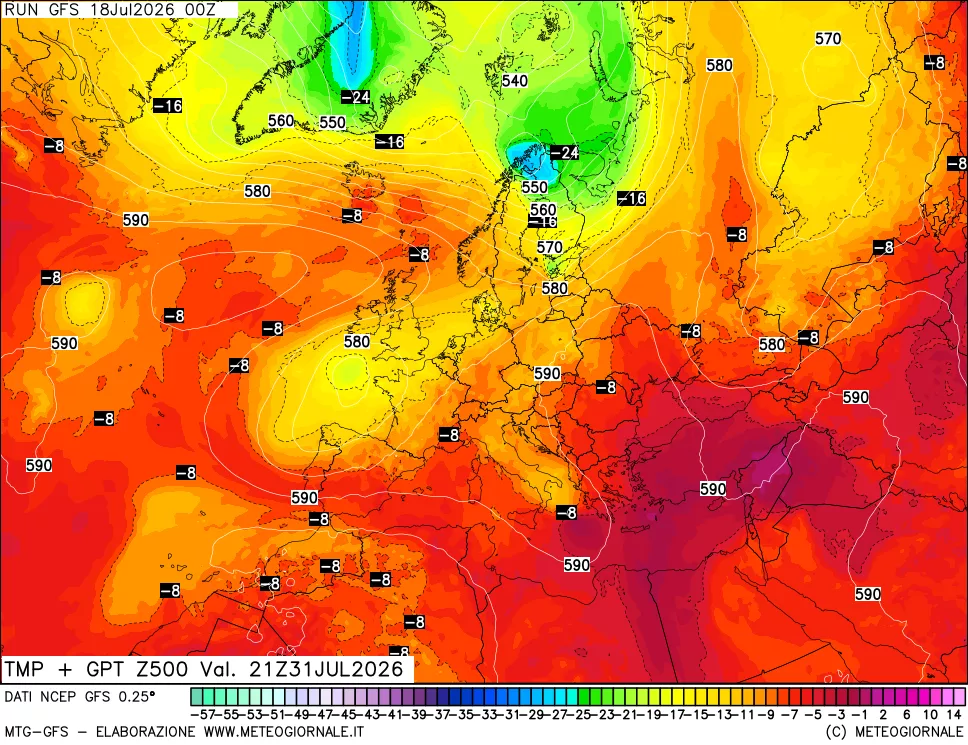 mappa 500 hPa Temp + GPT