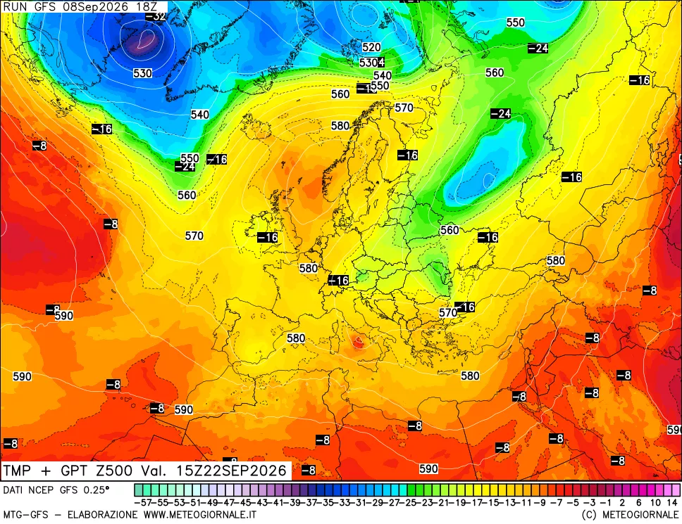 mappa 500 hPa Temp + GPT