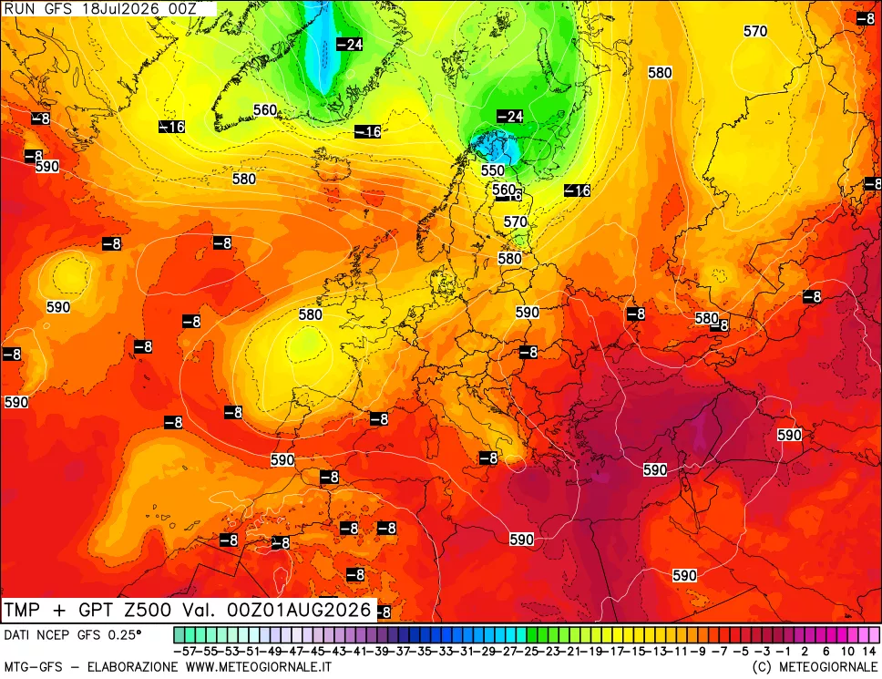 mappa 500 hPa Temp + GPT