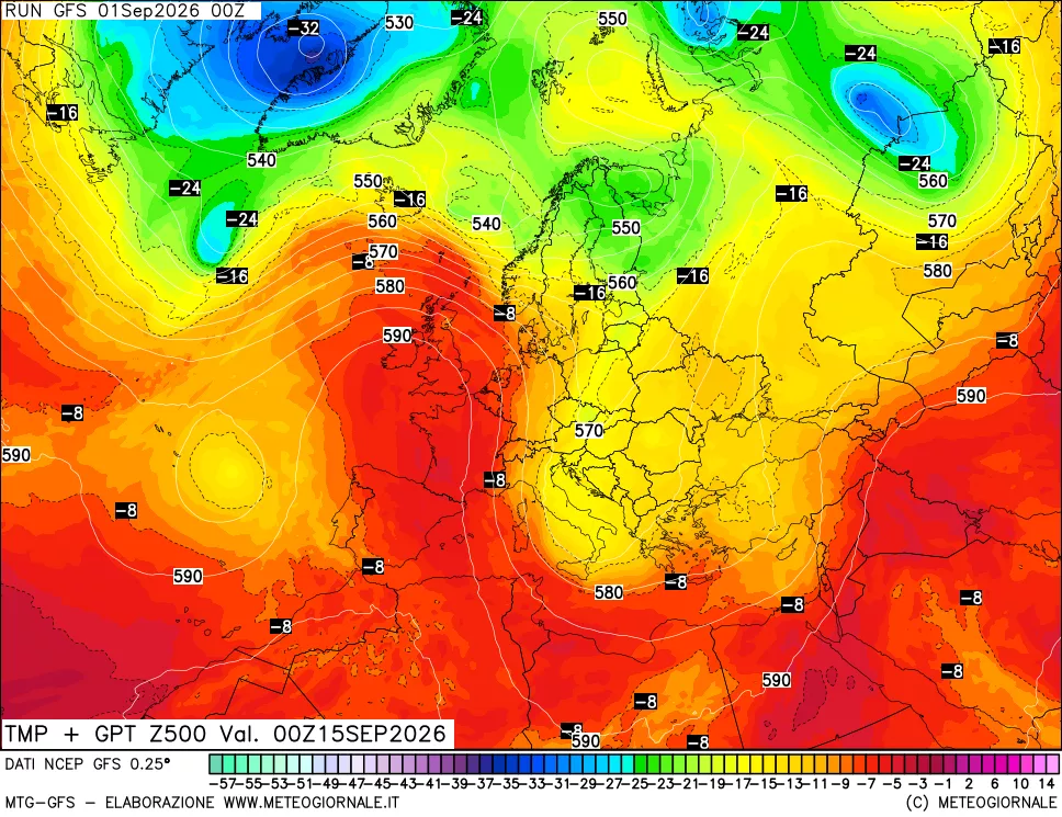 mappa 500 hPa Temp + GPT