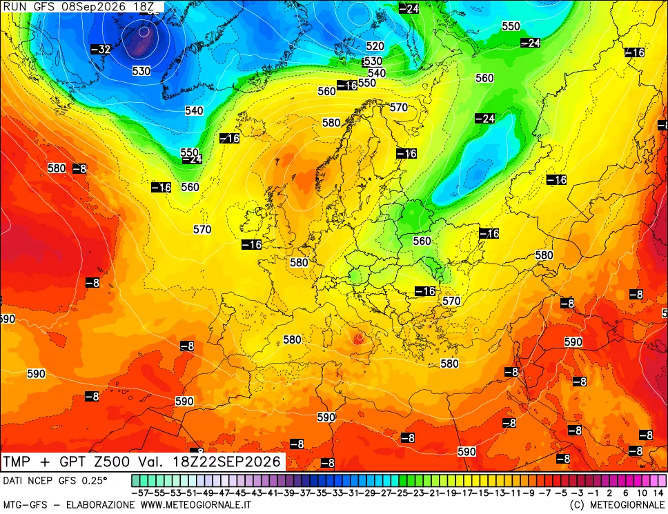 mappa 500 hPa Temp + GPT