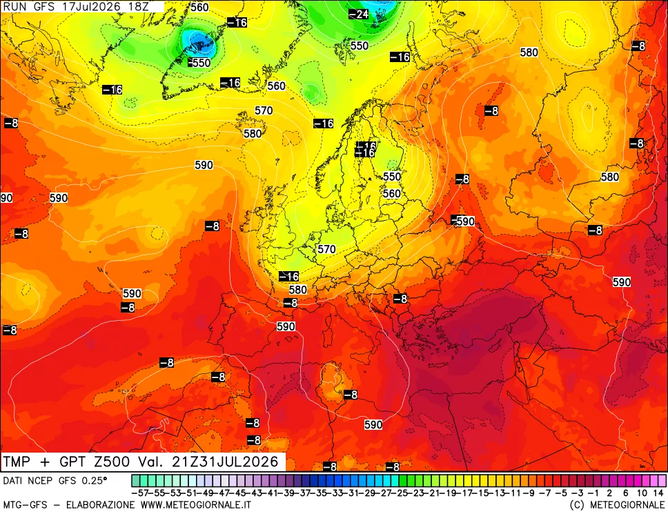 mappa 500 hPa Temp + GPT