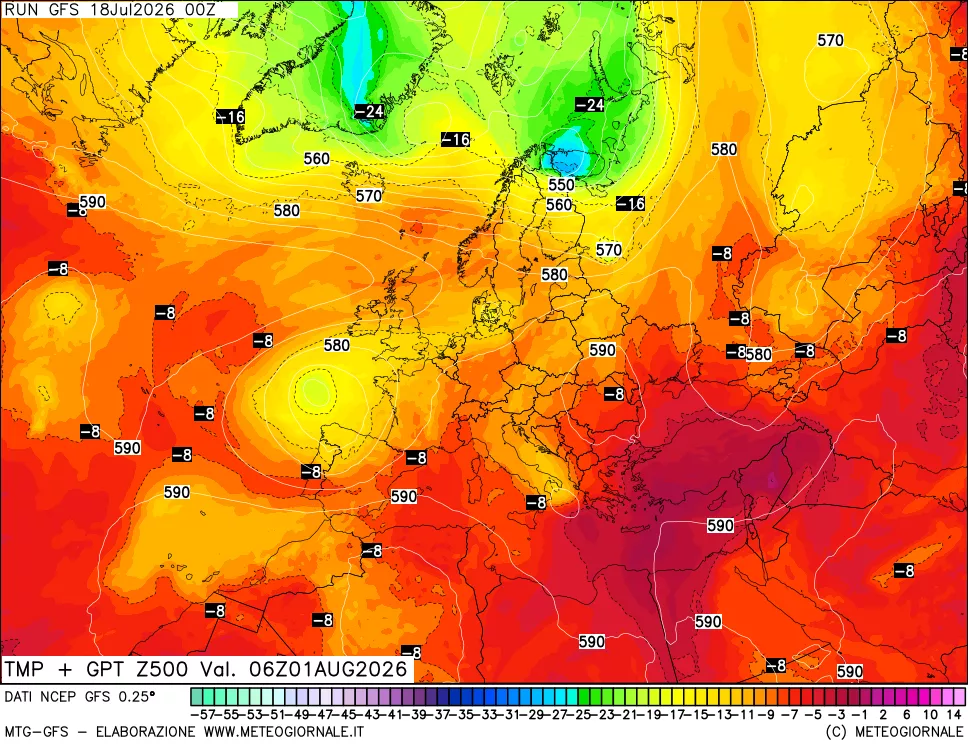 mappa 500 hPa Temp + GPT