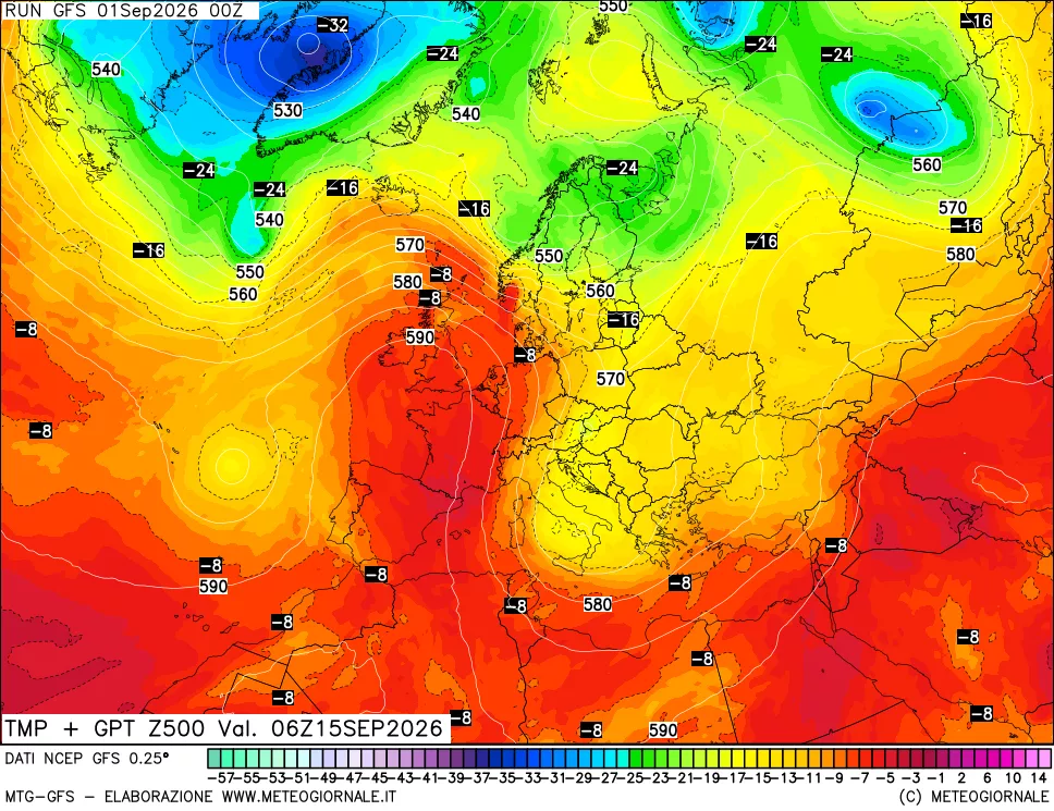 mappa 500 hPa Temp + GPT