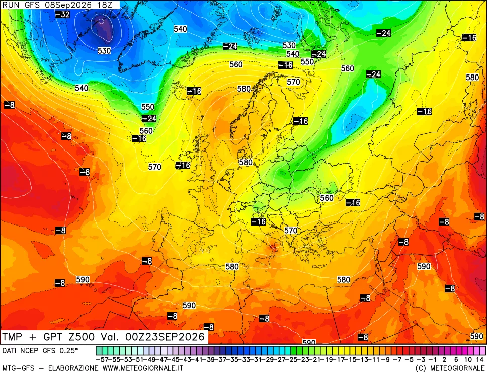 mappa 500 hPa Temp + GPT