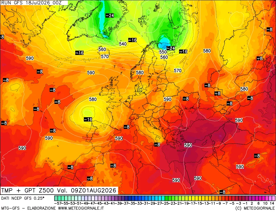 mappa 500 hPa Temp + GPT