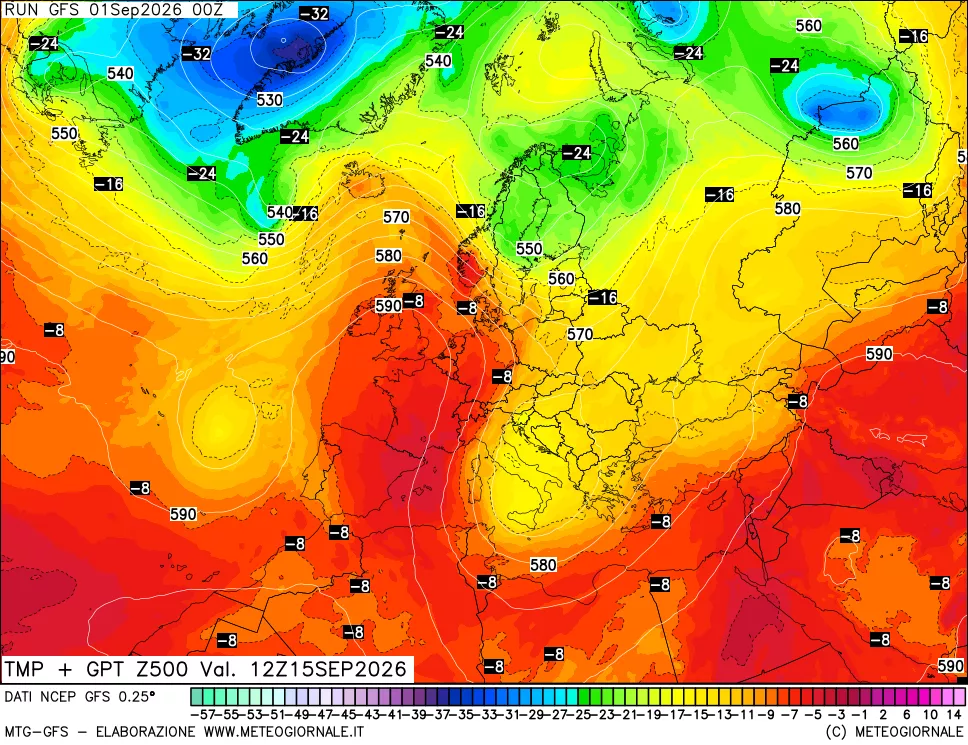 mappa 500 hPa Temp + GPT