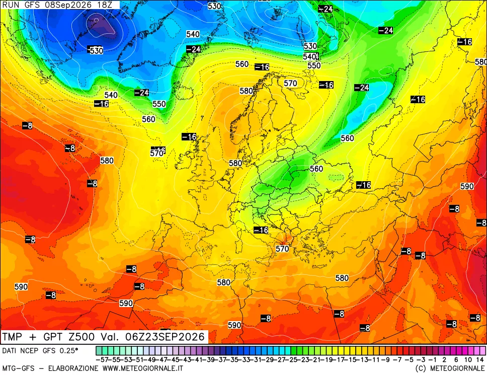 mappa 500 hPa Temp + GPT