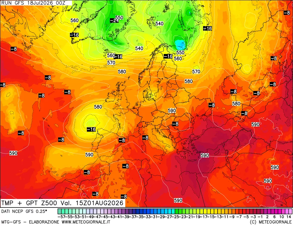 mappa 500 hPa Temp + GPT
