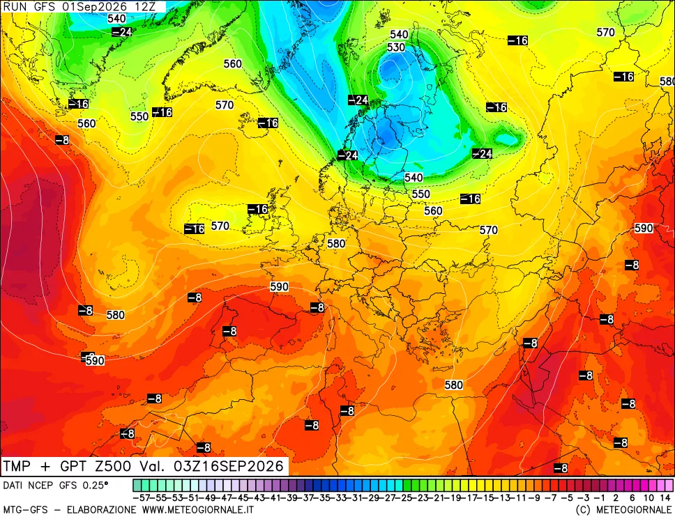 mappa 500 hPa Temp + GPT