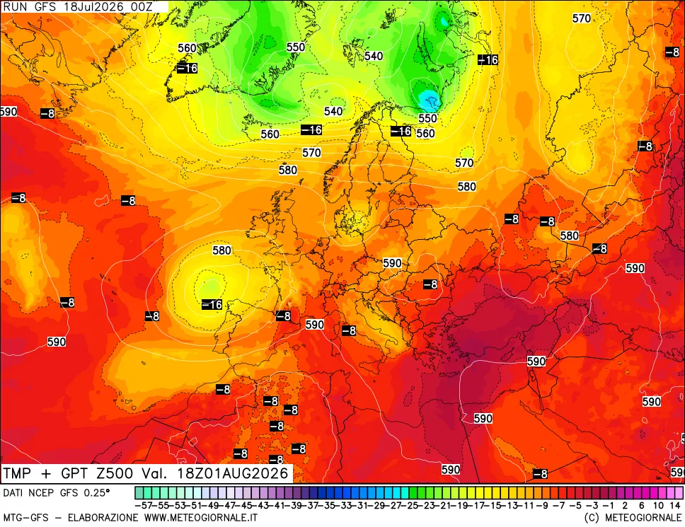 mappa 500 hPa Temp + GPT