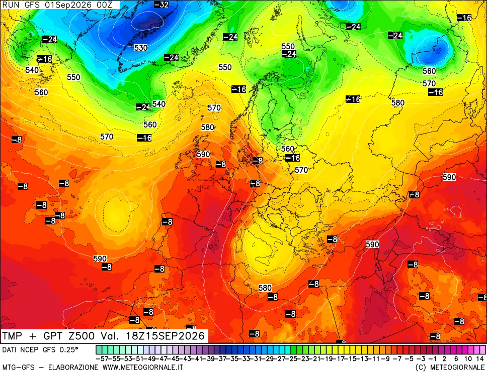 mappa 500 hPa Temp + GPT