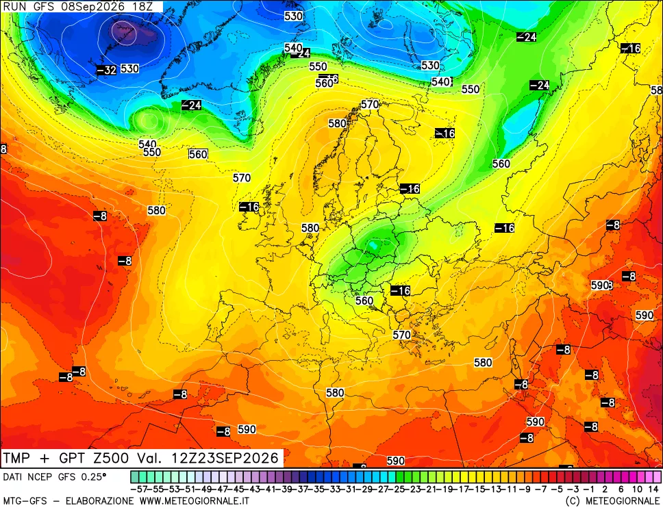 mappa 500 hPa Temp + GPT