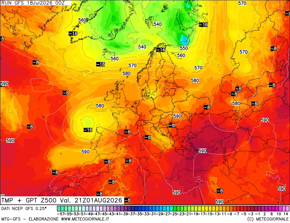 mappa 500 hPa Temp + GPT