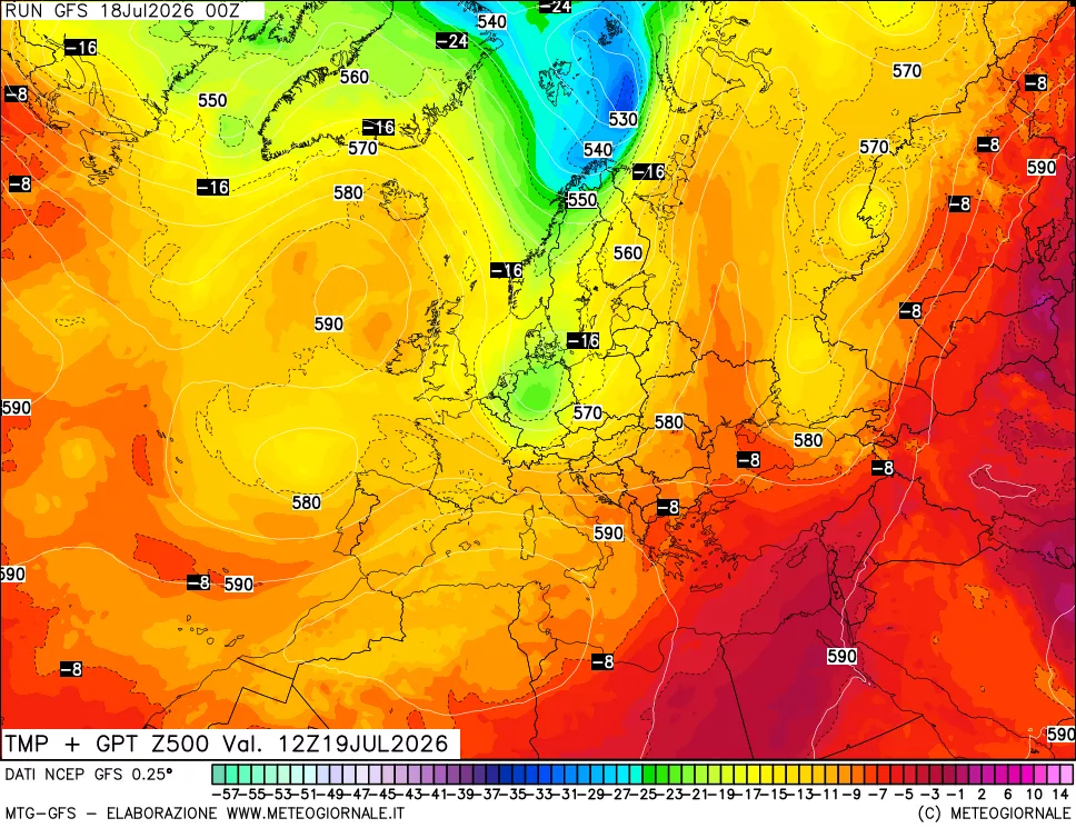 mappa 500 hPa Temp + GPT