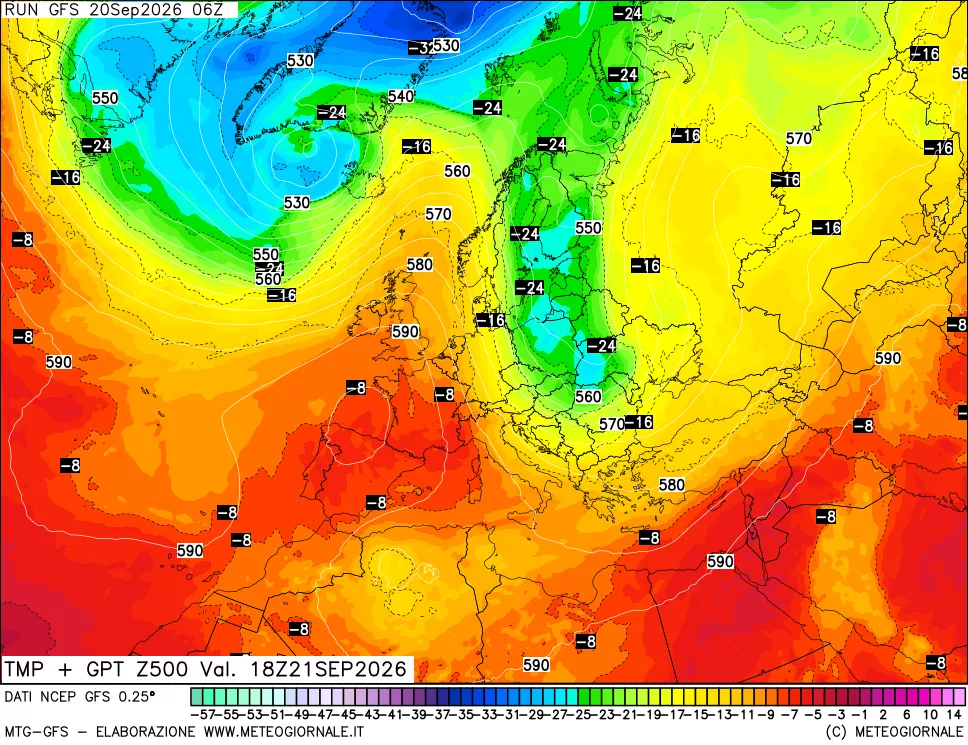 mappa 500 hPa Temp + GPT