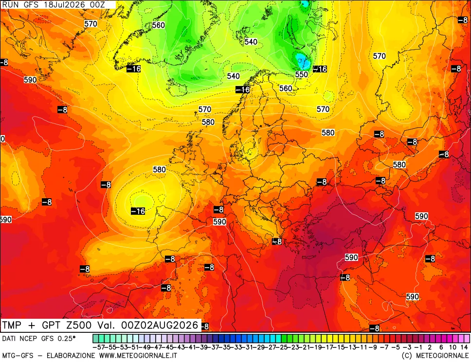 mappa 500 hPa Temp + GPT