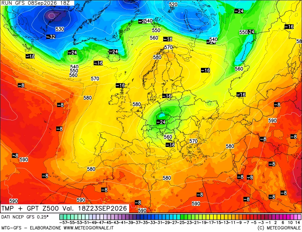 mappa 500 hPa Temp + GPT
