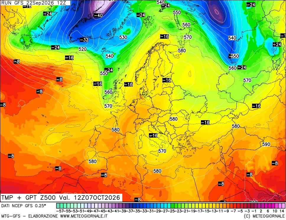 mappa 500 hPa Temp + GPT
