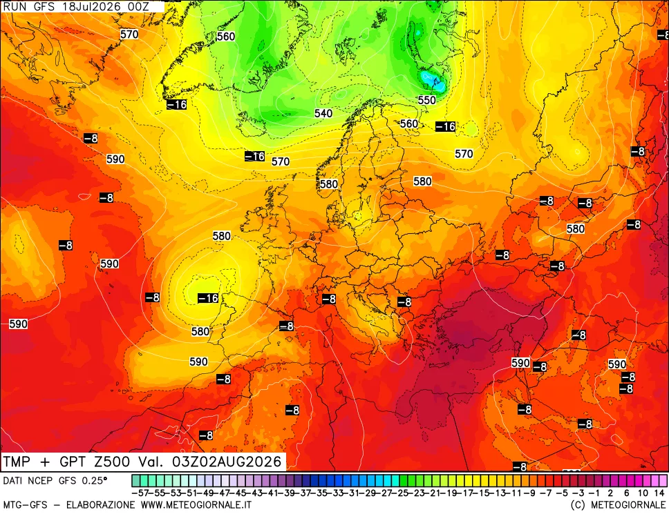 mappa 500 hPa Temp + GPT