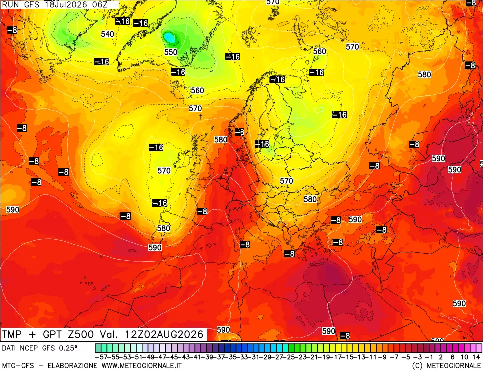 mappa 500 hPa Temp + GPT
