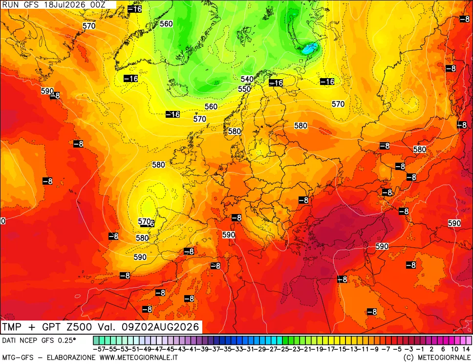 mappa 500 hPa Temp + GPT