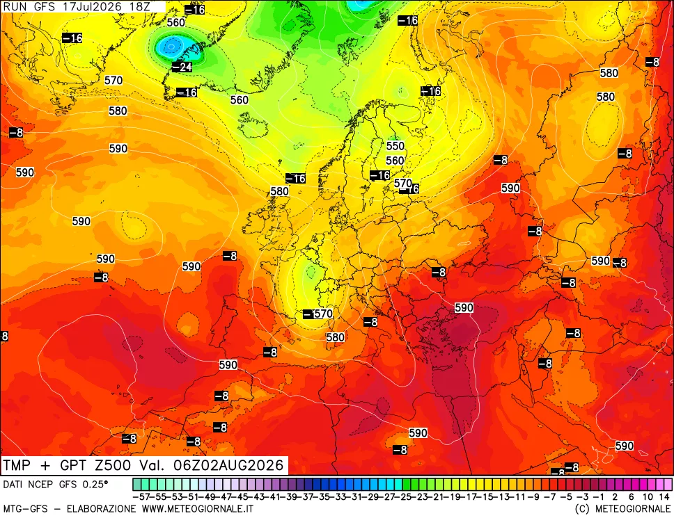 mappa 500 hPa Temp + GPT