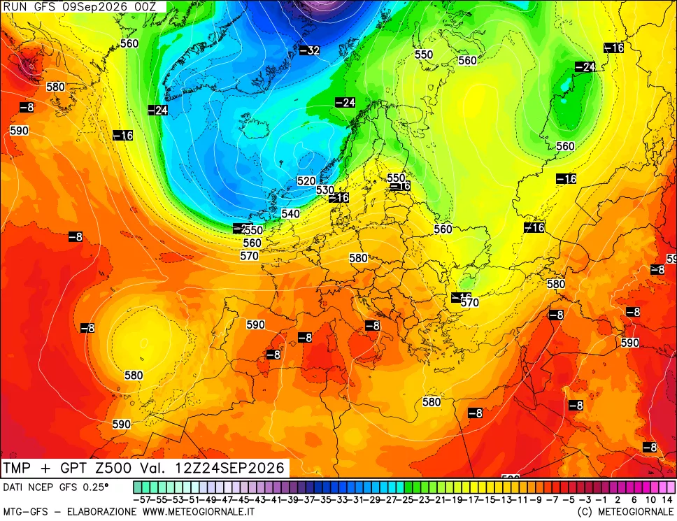 mappa 500 hPa Temp + GPT