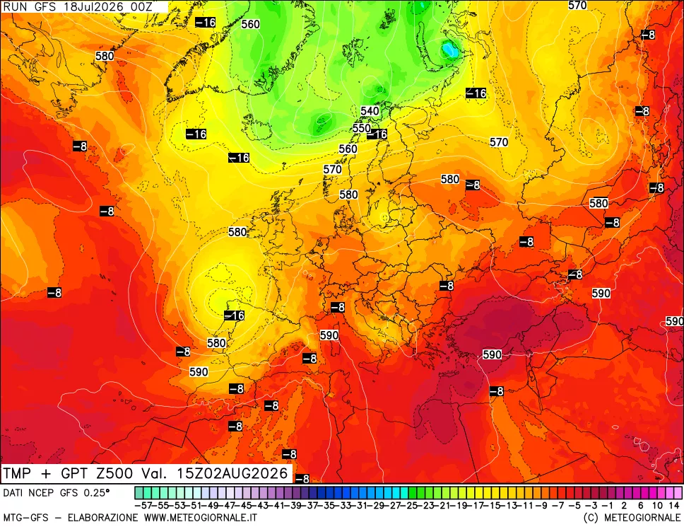 mappa 500 hPa Temp + GPT
