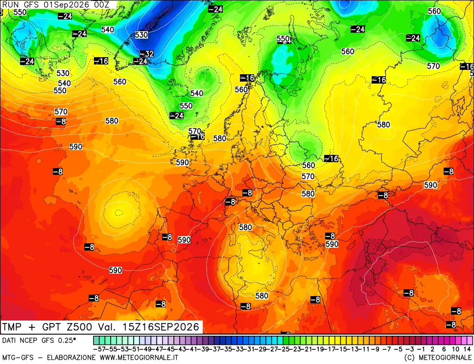 mappa 500 hPa Temp + GPT