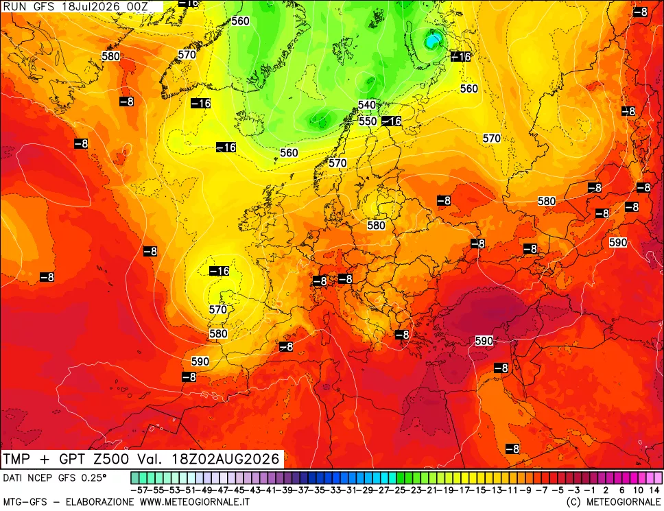 mappa 500 hPa Temp + GPT
