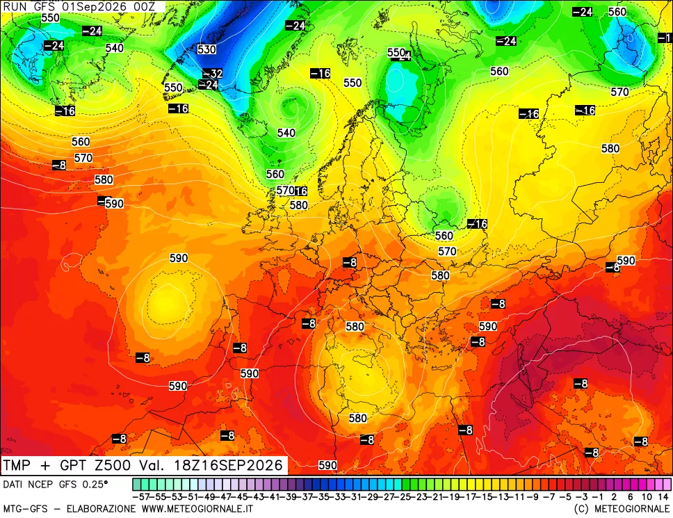 mappa 500 hPa Temp + GPT