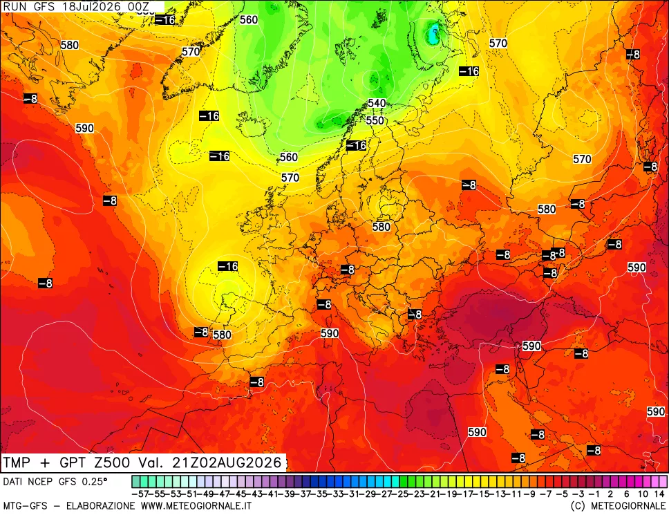 mappa 500 hPa Temp + GPT