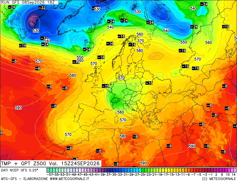 mappa 500 hPa Temp + GPT