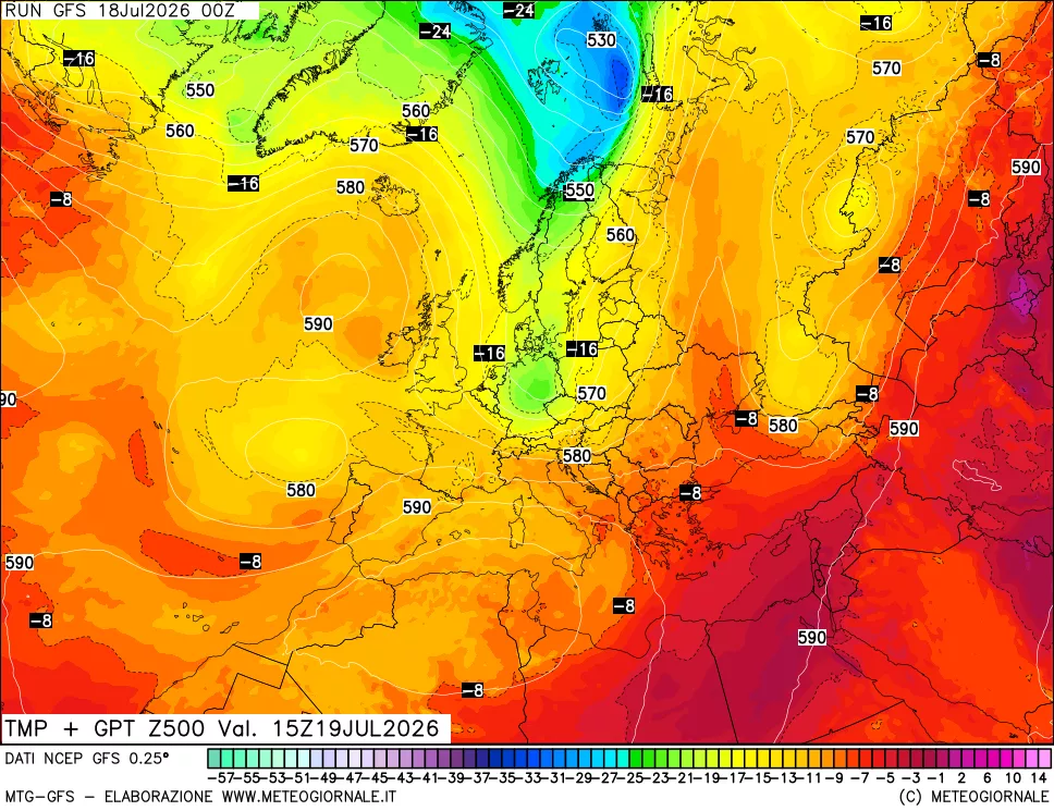 mappa 500 hPa Temp + GPT