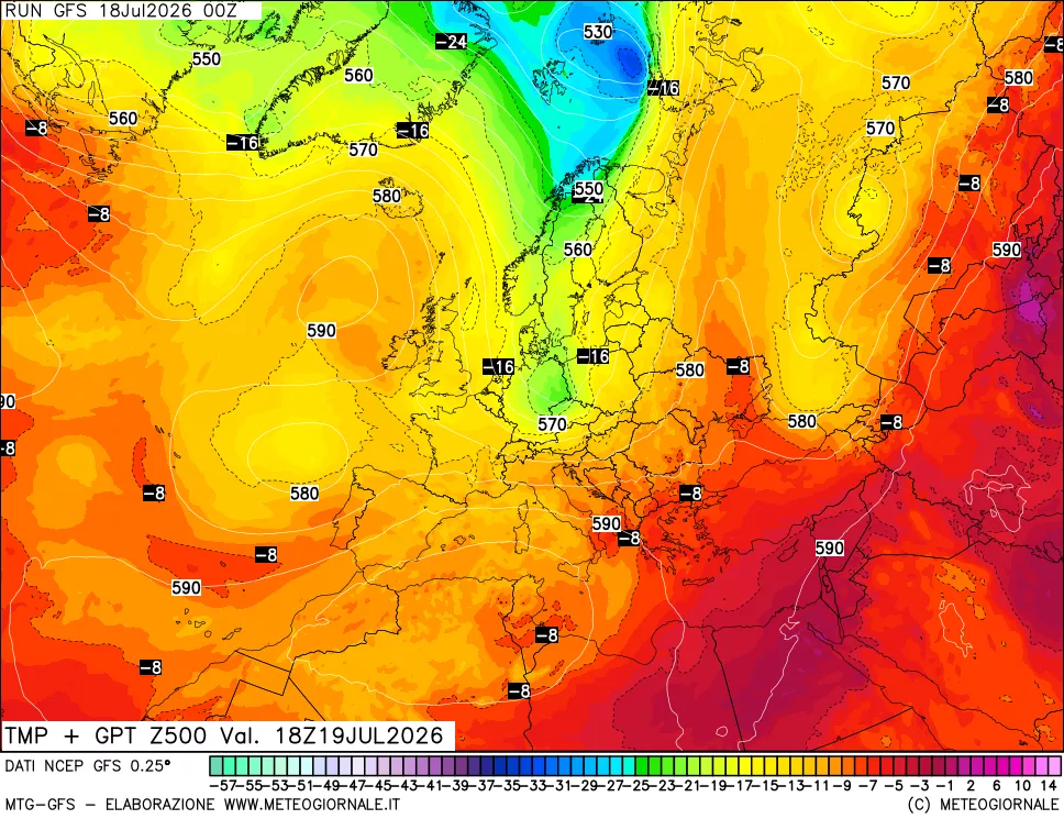 mappa 500 hPa Temp + GPT