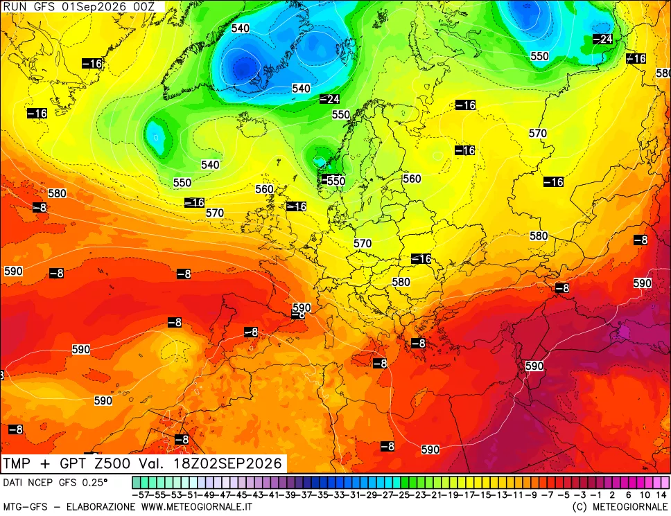 mappa 500 hPa Temp + GPT