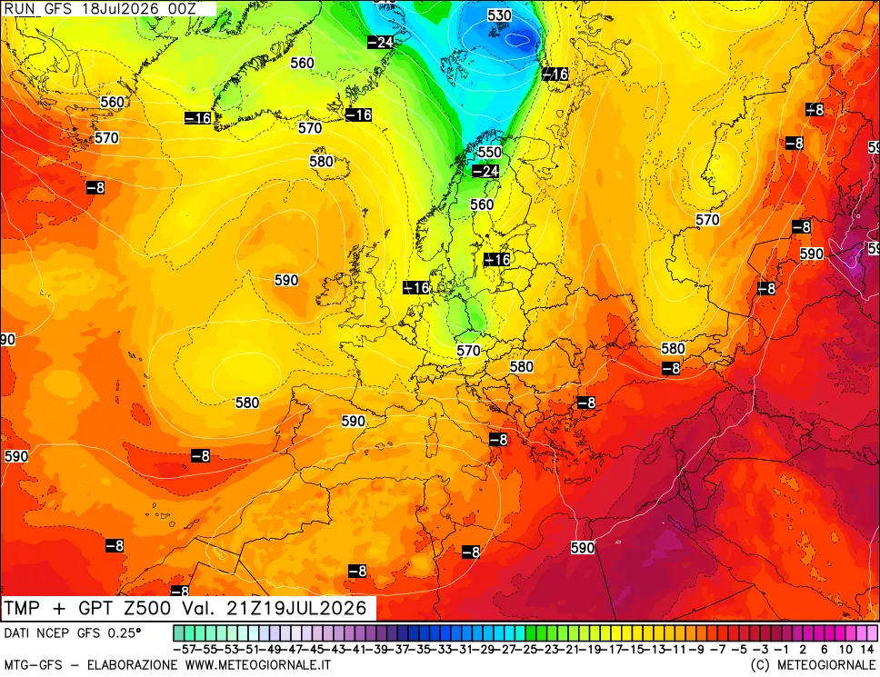mappa 500 hPa Temp + GPT