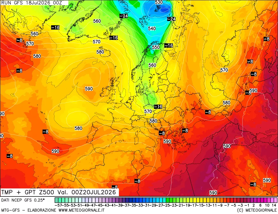 mappa 500 hPa Temp + GPT