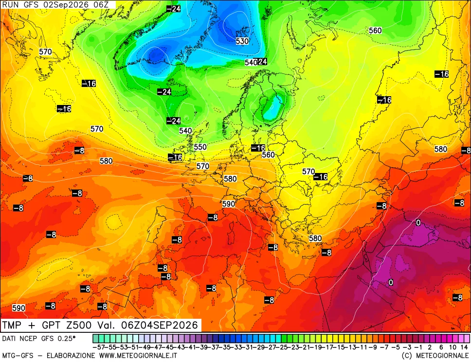 mappa 500 hPa Temp + GPT