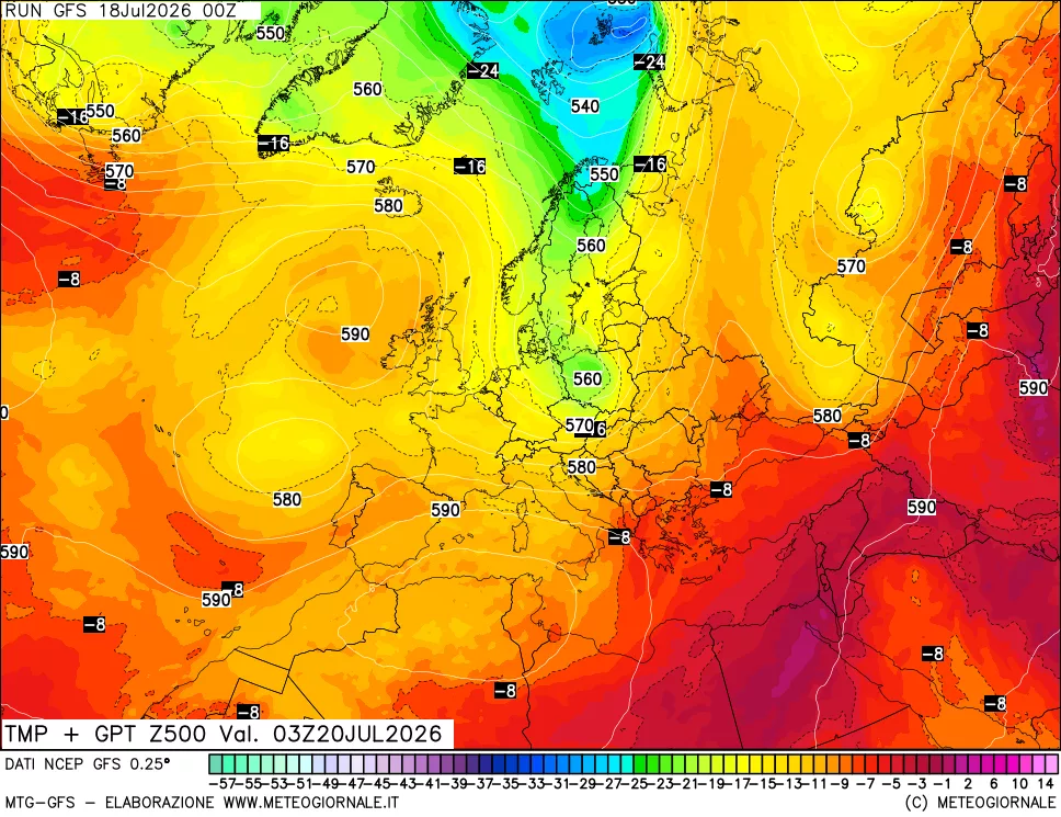mappa 500 hPa Temp + GPT